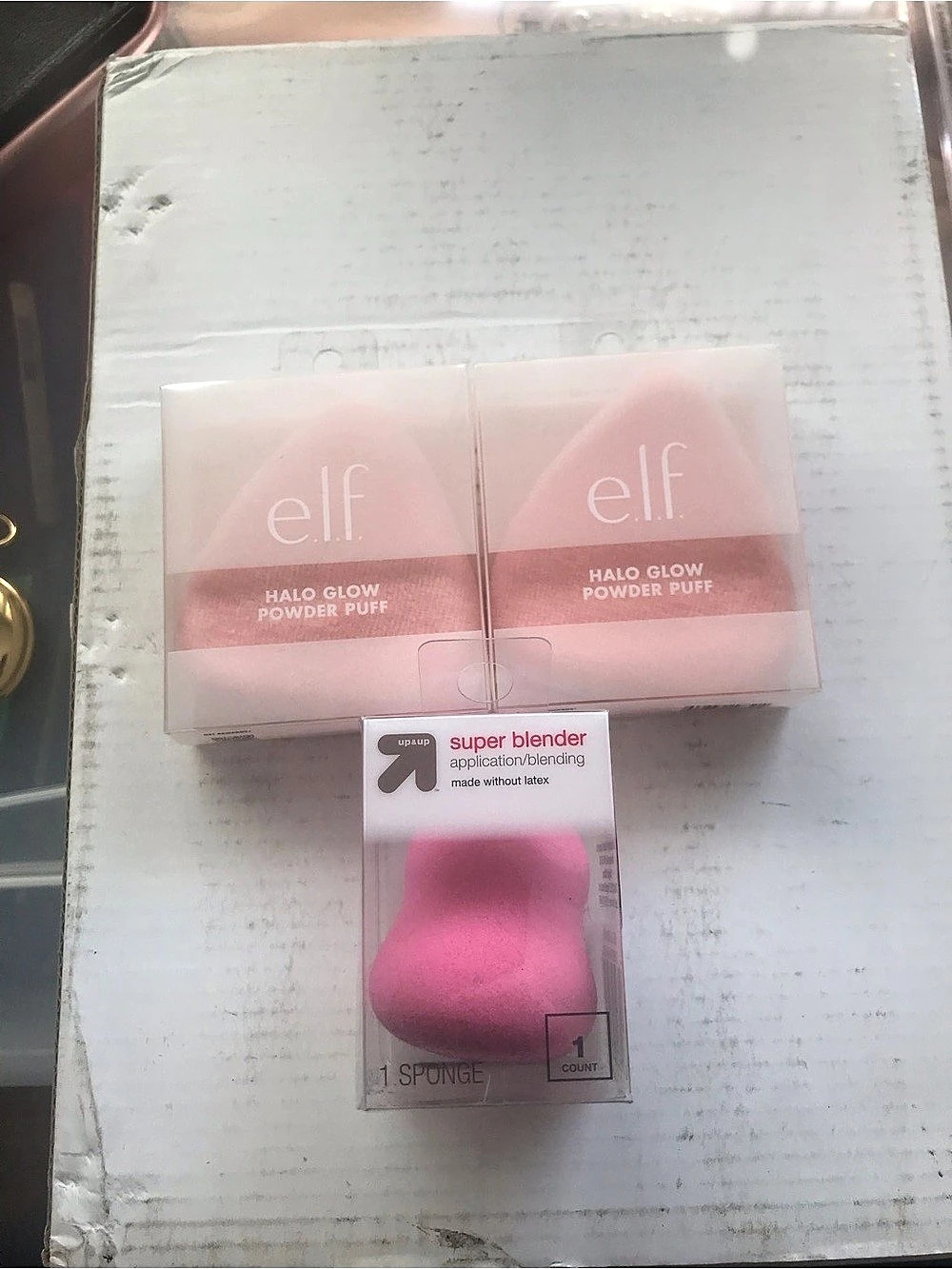 Up&Up super blender (1) and e.l.f. Halo Glow Powder Puff. (2) Makeup Tools Pink